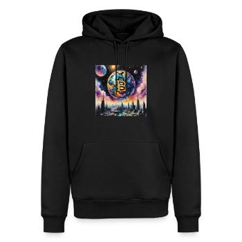 Bitcoin Aqua Art - Männer Premium Bio Hoodie - Schwarz - Vorne - Nico (187cm)