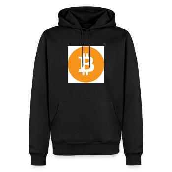 Bitcoin Logo White Background - Sweat à capuche Premium bio Homme - noir - Devant - Nico (187cm)