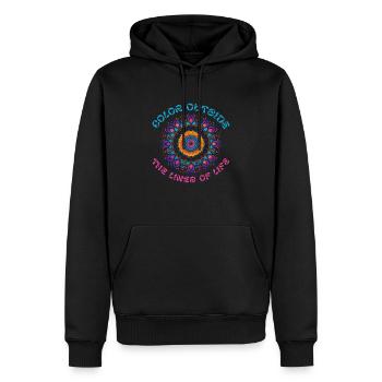 Color Outside - Mandala Yoga Om Creativity - Men’s Premium Organic Hoodie - black - Front - Nico (187cm)
