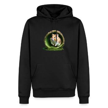 Hamster - Männer Premium Bio Hoodie - Schwarz - Vorne - Nico (187cm)