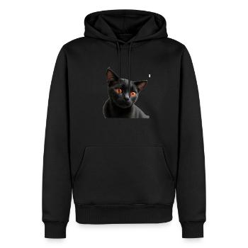 Chat noir - Sweat à capuche Premium bio Homme - noir - Devant - Nico (187cm)