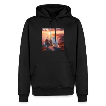 Un hibou blanc sur fond de mer. - Sweat à capuche Premium bio Homme - noir - Devant - Nico (187cm)