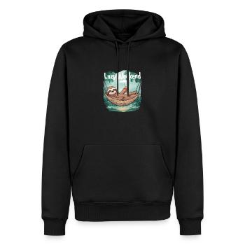 Lazy Weekend - Männer Premium Bio Hoodie - Schwarz - Vorne - Nico (187cm)