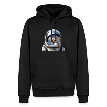Astronaut + chicken - Men’s Premium Organic Hoodie - black - Front - Nico (187cm)