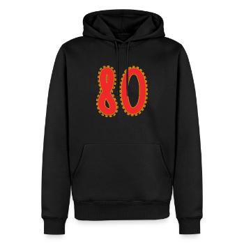 80. 80 ANS. 80e ANNIVERSAIRE. ANNIVERSAIRE 80 ANS. - Sweat à capuche Premium bio Homme - noir - Devant - Nico (187cm)