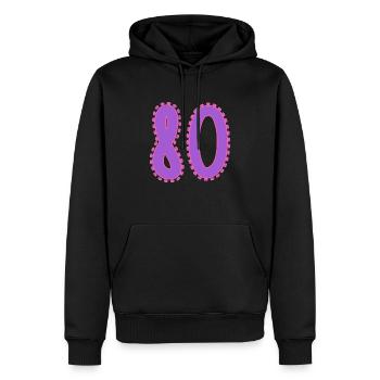 80. 80 JAHRE. 80. JAHRESTAG. 80-JÄHRIGES JUBILÄUM. - Männer Premium Bio Hoodie - Schwarz - Vorne - Nico (187cm)