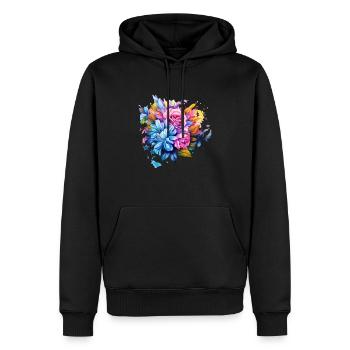 Flowers Hippie soul Groovy Summer time peace love - Men’s Premium Organic Hoodie - black - Front - Nico (187cm)