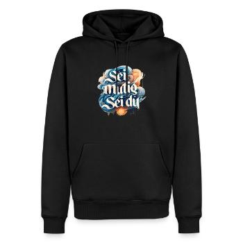 Sois courageux, sois génial - Sweat à capuche Premium bio Homme - noir - Devant - Nico (187cm)