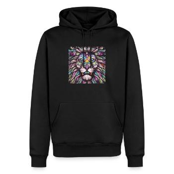 T-shirt tête de lion premium – plus majestueux - Sweat à capuche Premium bio Homme - noir - Devant - Nico (187cm)