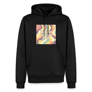 "Be Kind to Your Mind” -Retro Mental Health gifts - Men’s Premium Organic Hoodie - black - Front - Nico (187cm)