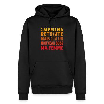 Ich bin in Rente gegangen, aber ich habe eine neue Frau - Männer Premium Bio Hoodie - Schwarz - Vorne - Nico (187cm)