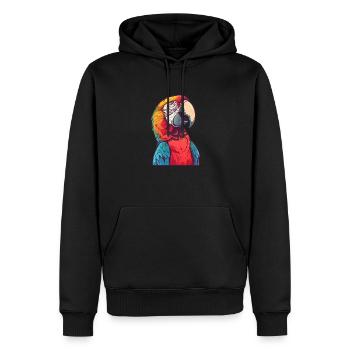 Portrait de perroquet coloré en détail - Sweat à capuche Premium bio Homme - noir - Devant - Nico (187cm)
