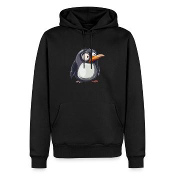 Süßer Pinguin Blick Fangt Blicke - Männer Premium Bio Hoodie - Schwarz - Vorne - Nico (187cm)