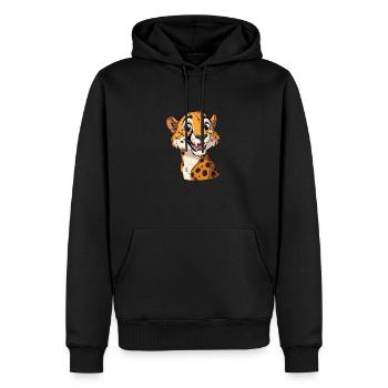 Guépard souriant amical pour vous - Sweat à capuche Premium bio Homme - noir - Devant - Nico (187cm)