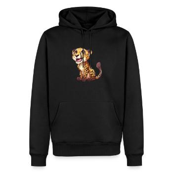 Mignon jeune guépard souriant - Sweat à capuche Premium bio Homme - noir - Devant - Nico (187cm)