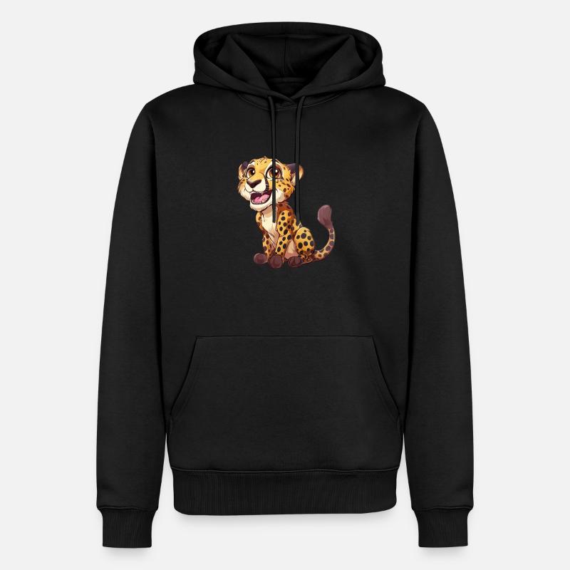 Mignon jeune guépard souriant - Sweat à capuche Premium bio Homme - noir