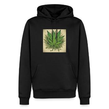 WEED BLATT - Männer Premium Bio Hoodie - Schwarz - Vorne - Nico (187cm)