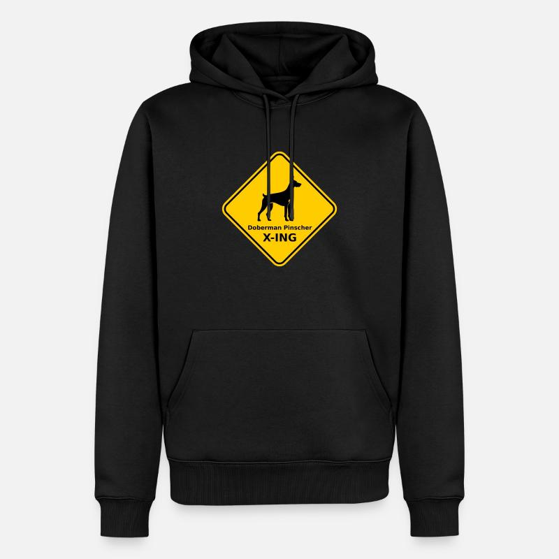 Schild "Doberman Pinscher X-ING" - Männer Premium Bio Hoodie - Schwarz