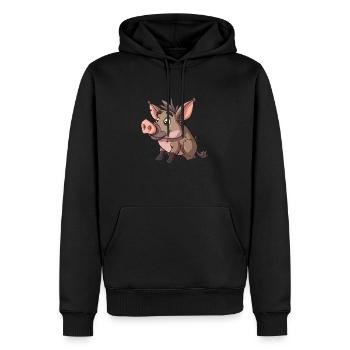 Niedlicher Warzenschwein Cartoon Stil - Männer Premium Bio Hoodie - Schwarz - Vorne - Nico (187cm)