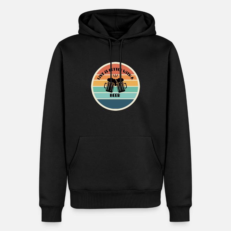 besseres Leben mit Bier - Männer Premium Bio Hoodie - Schwarz
