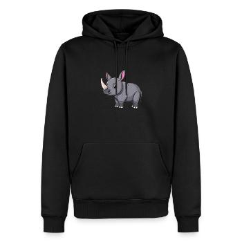 Niedliches Rhinozeros In Grau Für Dich - Männer Premium Bio Hoodie - Schwarz - Vorne - Nico (187cm)