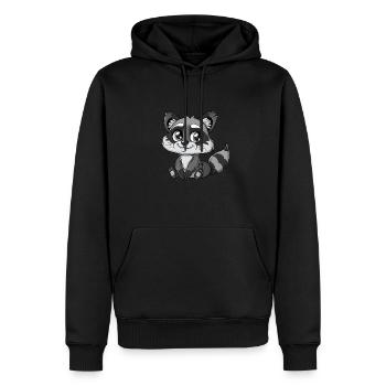Niedlicher Waschbär Mit Großen Augen - Männer Premium Bio Hoodie - Schwarz - Vorne - Nico (187cm)