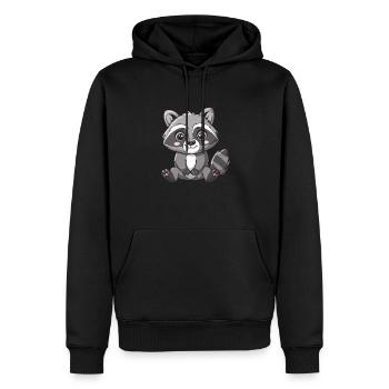 Niedlicher Waschbär Cartoon Zum Verlieben - Männer Premium Bio Hoodie - Schwarz - Vorne - Nico (187cm)