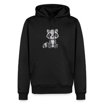 Niedlicher Waschbär Mit Großen Augen - Männer Premium Bio Hoodie - Schwarz - Vorne - Nico (187cm)
