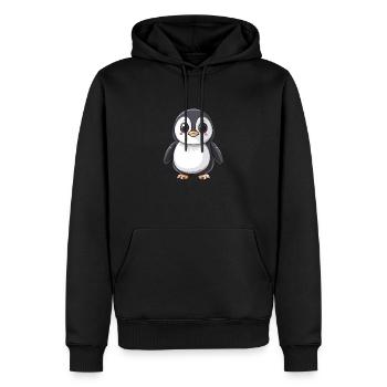 Adorable pingouin aux grands yeux - Sweat à capuche Premium bio Homme - noir - Devant - Nico (187cm)