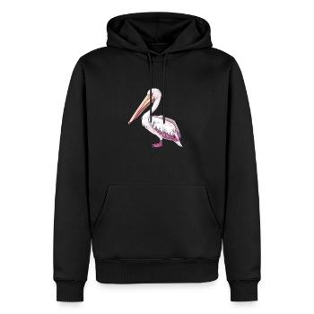 Eleganter Weißer Pelikan Stehend - Männer Premium Bio Hoodie - Schwarz - Vorne - Nico (187cm)