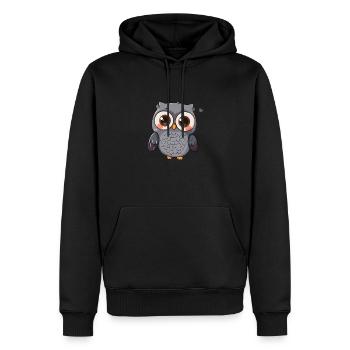Süße Großaugige Eule Zeichentrickfigur - Männer Premium Bio Hoodie - Schwarz - Vorne - Nico (187cm)