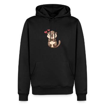 Loutre mignonne avec des coeurs - Sweat à capuche Premium bio Homme - noir - Devant - Nico (187cm)