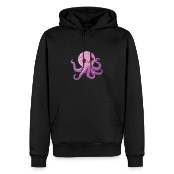 Pieuvre violette mignonne avec de grands yeux - Sweat à capuche Premium bio Homme - noir - Devant - Nico (187cm)