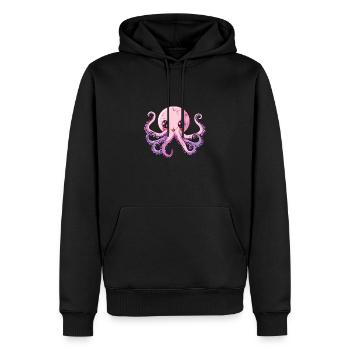 Niedlicher Rosa Oktopus Mit Großen Augen - Männer Premium Bio Hoodie - Schwarz - Vorne - Nico (187cm)