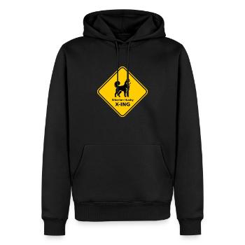 Schild "Siberian Husky X-ING" - Männer Premium Bio Hoodie - Schwarz - Vorne - Nico (187cm)
