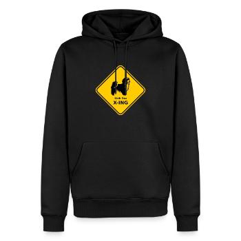 Schild "Shih Tzu X-ING" - Männer Premium Bio Hoodie - Schwarz - Vorne - Nico (187cm)