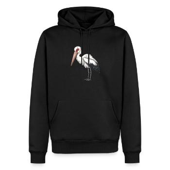 Fière cigogne blanche en pose - Sweat à capuche Premium bio Homme - noir - Devant - Nico (187cm)