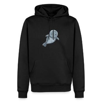 Süße Lächelnde Robbe Im Wasser - Männer Premium Bio Hoodie - Schwarz - Vorne - Nico (187cm)