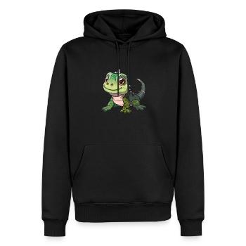 Bébé dragon souriant mignon - Sweat à capuche Premium bio Homme - noir - Devant - Nico (187cm)
