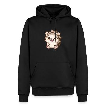Motif de hérisson souriant mignon - Sweat à capuche Premium bio Homme - noir - Devant - Nico (187cm)