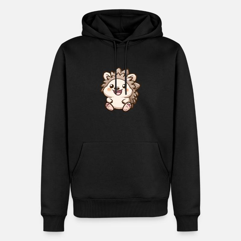 Motif de hérisson souriant mignon - Sweat à capuche Premium bio Homme - noir