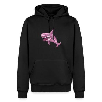 Frecher Hai Mit Großen Zähnen - Männer Premium Bio Hoodie - Schwarz - Vorne - Nico (187cm)