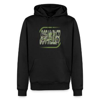 Racingo Scrambler - Männer Premium Bio Hoodie - Schwarz - Vorne - Nico (187cm)