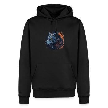 Wolf - Men’s Premium Organic Hoodie - black - Front - Nico (187cm)