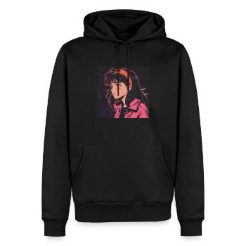 80er Jahre Anime Mädchen beruhigender hochwertiger Modedruck - Männer Premium Bio Hoodie - Schwarz - Vorne - Nico (187cm)