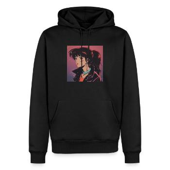 80er Jahre Anime Mädchen beruhigender hochwertiger Modedruck - Männer Premium Bio Hoodie - Schwarz - Vorne - Nico (187cm)