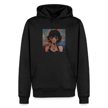 80er Jahre Anime Mädchen beruhigender hochwertiger Modedruck - Männer Premium Bio Hoodie - Schwarz - Vorne - Nico (187cm)