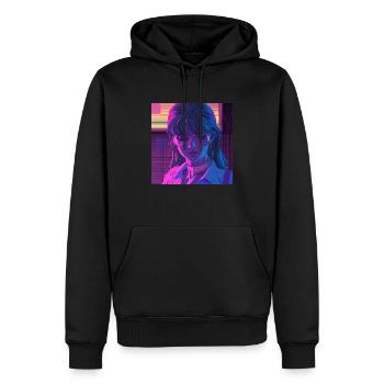 80s anime girl calming high quality fashion print - Men’s Premium Organic Hoodie - black - Front - Nico (187cm)