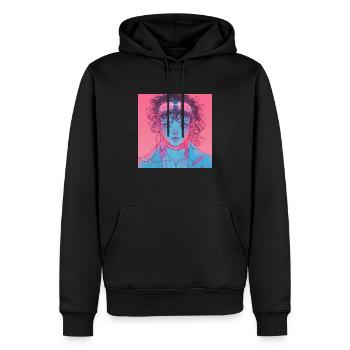 80er Jahre Anime Mädchen beruhigender hochwertiger Modedruck - Männer Premium Bio Hoodie - Schwarz - Vorne - Nico (187cm)