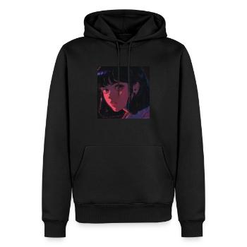 80er Jahre Anime Mädchen beruhigender hochwertiger Modedruck - Männer Premium Bio Hoodie - Schwarz - Vorne - Nico (187cm)